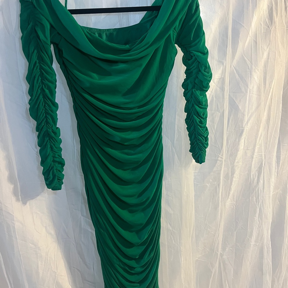 Elegant Green Ruched Dress